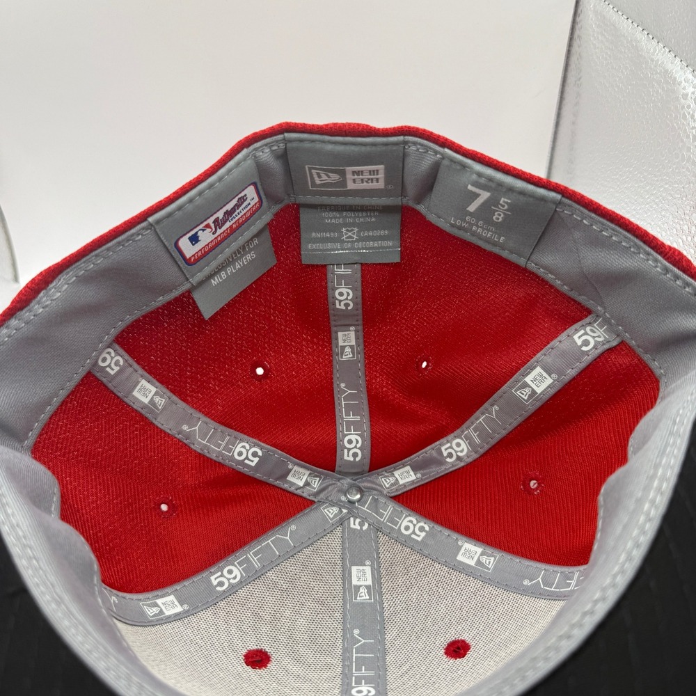 New Era Los Angeles Angels Hat 59FIFTY Low Profile Fitted 7 5/8 Red Navy MLB Cap - Picture 4 of 5